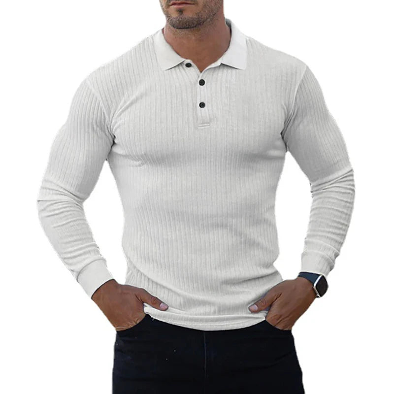 Knitted Long Sleeve Polo Shirt