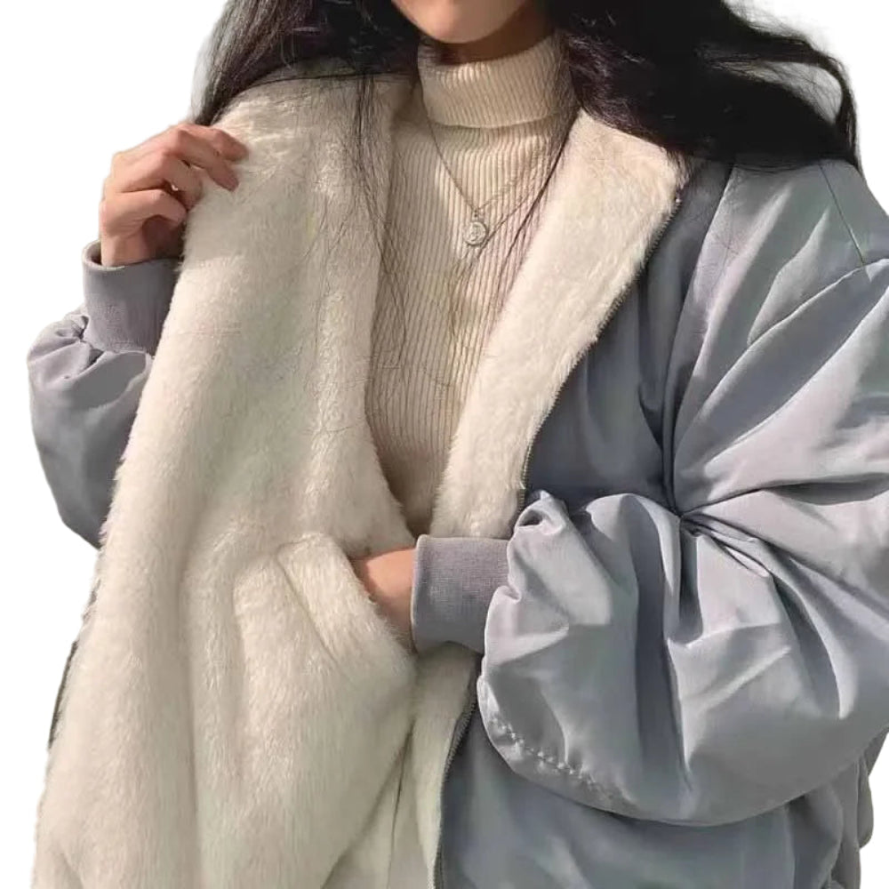 Winter Coat Loose Long Sleeve Zip Up Jackets