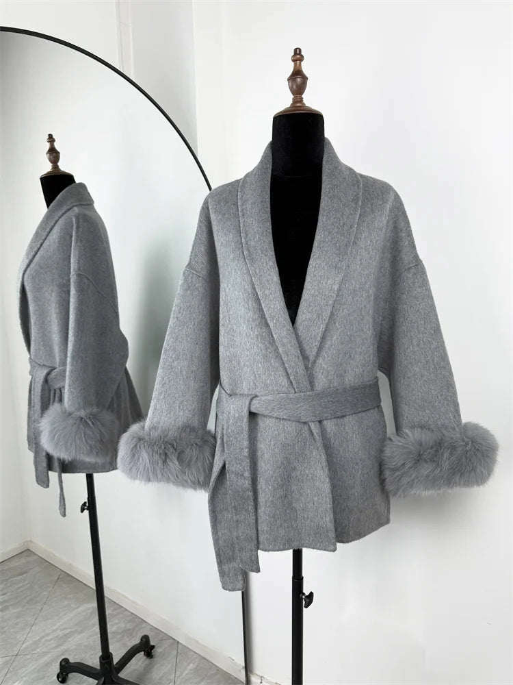 Fox Fur Wool Overcoat