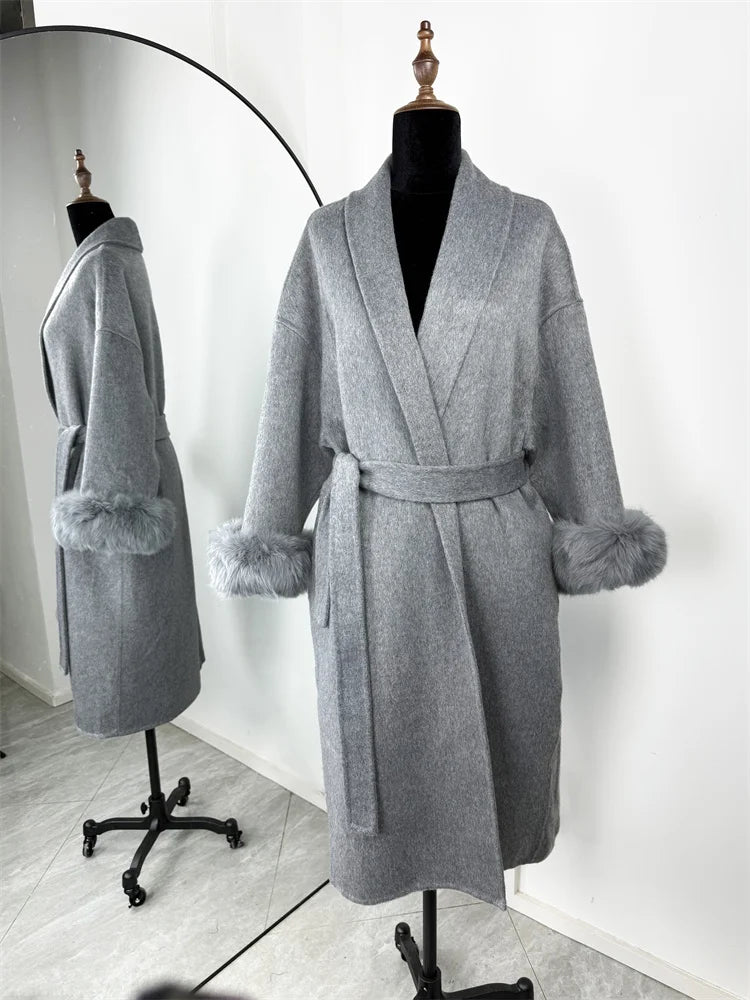 Fox Fur Wool Overcoat