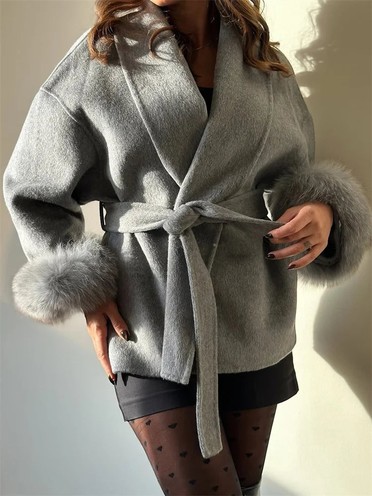 Fox Fur Wool Overcoat