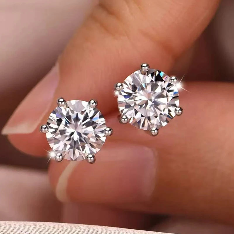 Moissanite Earrings Silver Elegant