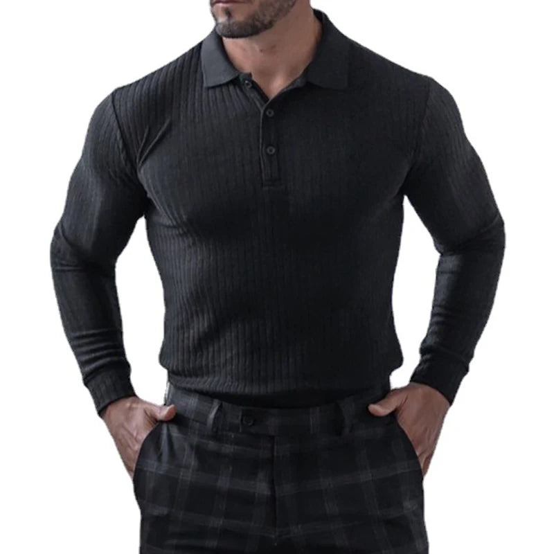 Knitted Long Sleeve Polo Shirt