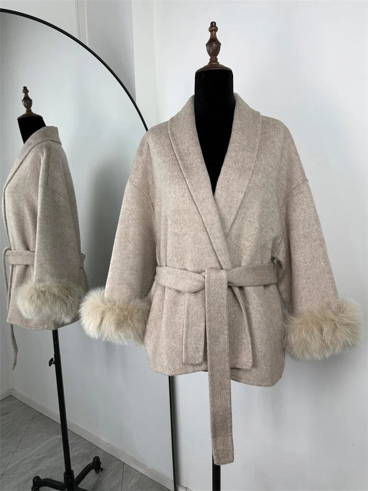 Fox Fur Wool Overcoat