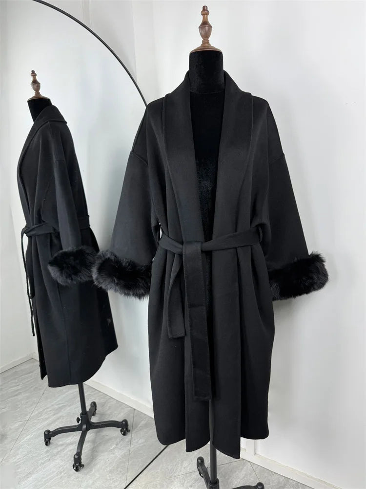 Fox Fur Wool Overcoat