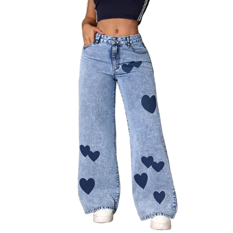 Y2k Love Print JEANS