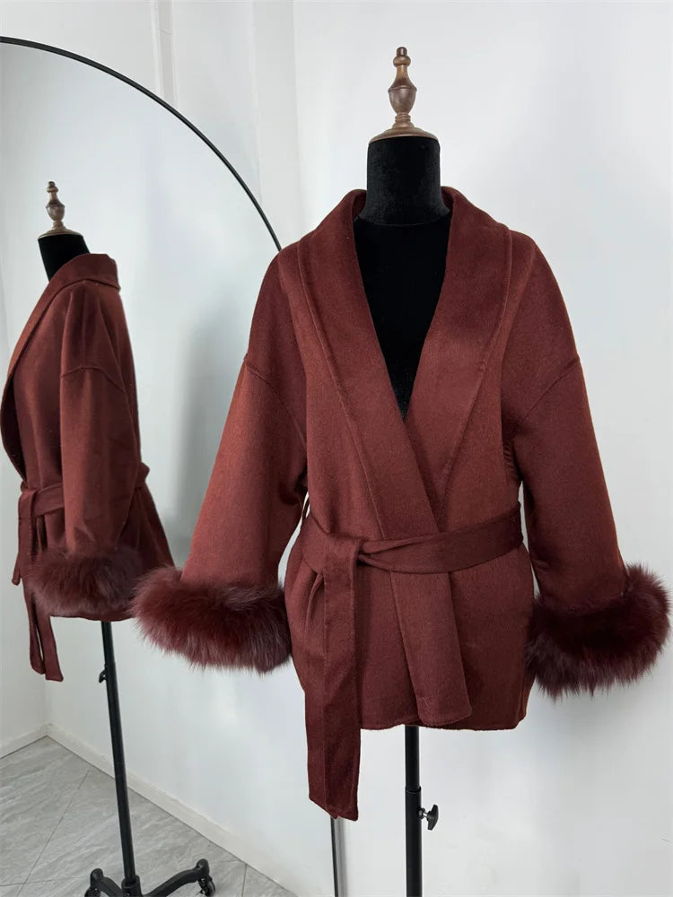 Fox Fur Wool Overcoat