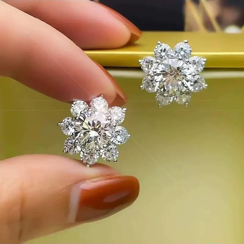 Moissanite Earrings Silver Elegant