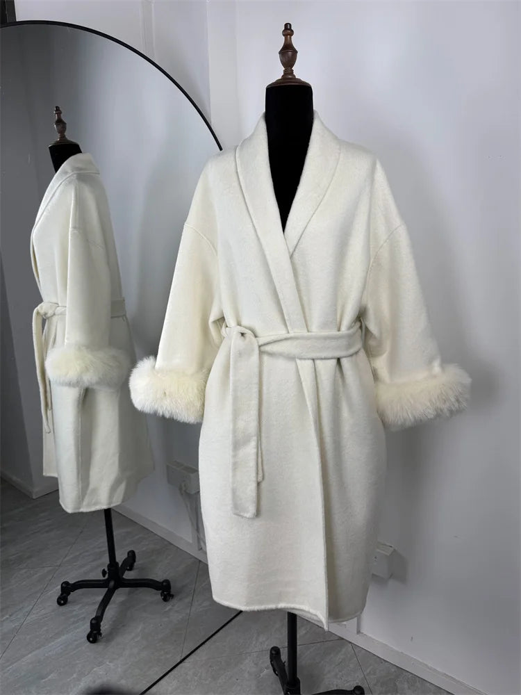 Fox Fur Wool Overcoat