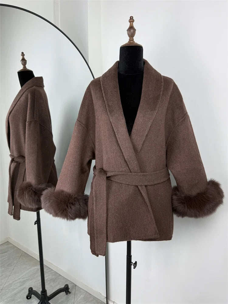 Fox Fur Wool Overcoat