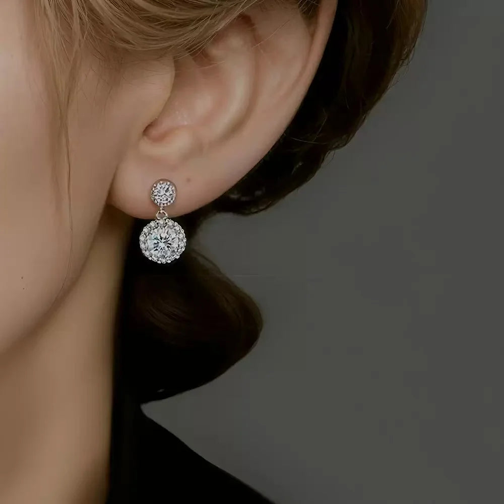 Moissanite Earrings Silver Elegant