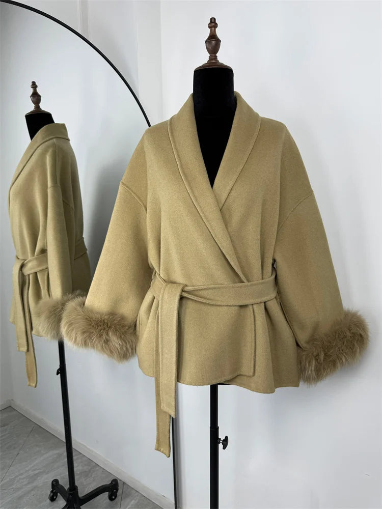 Fox Fur Wool Overcoat