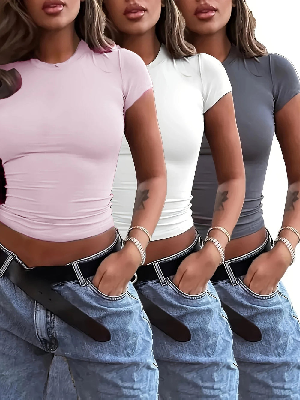 3pcs Women's Slim Fit T-Shirts