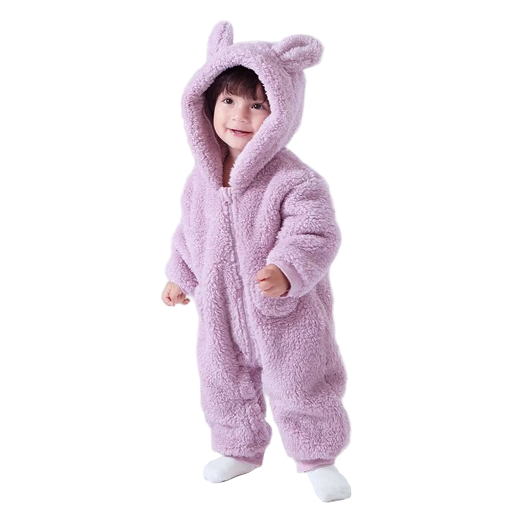 Warm Fleece Hooded Jumpsuits