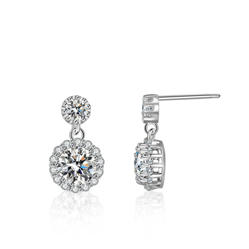 Moissanite Earrings Silver Elegant