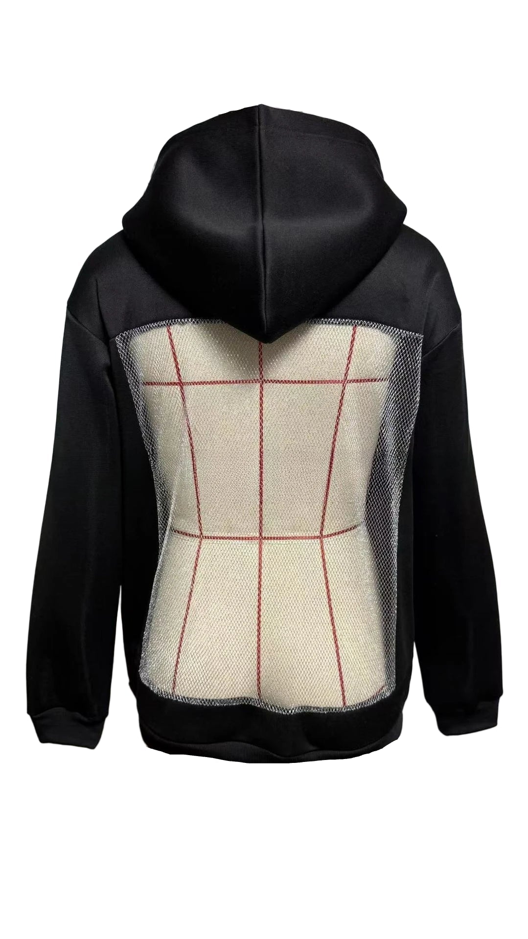 Open Back Hoodie with Sheer Mesh Cut-Out