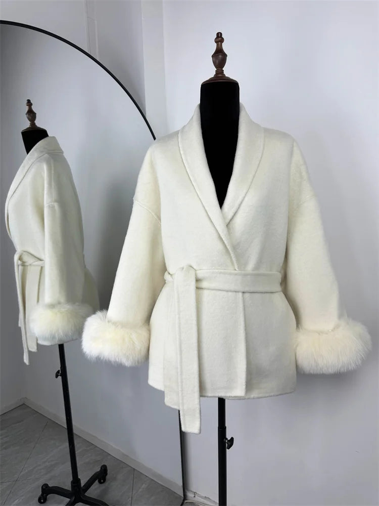 Fox Fur Wool Overcoat