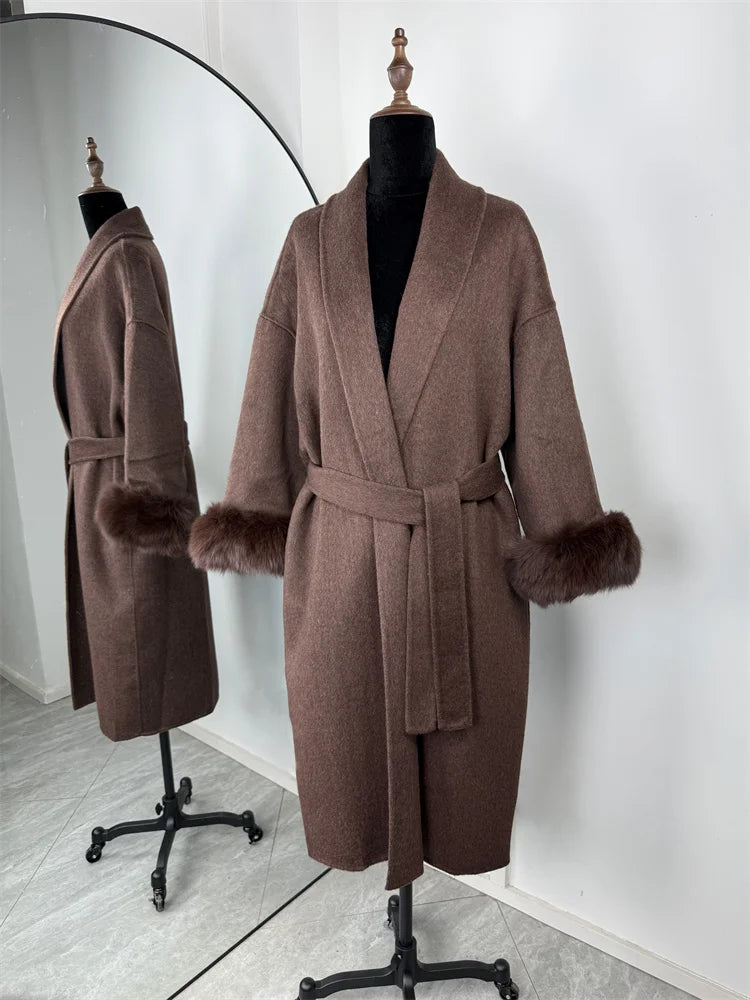 Fox Fur Wool Overcoat