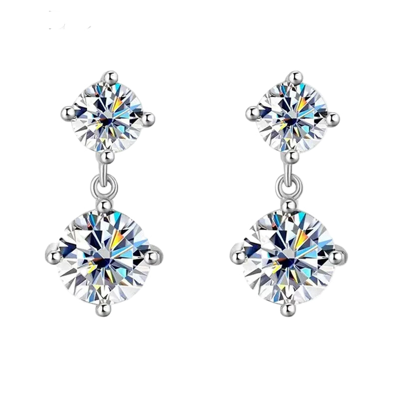 Moissanite Earrings Silver Elegant