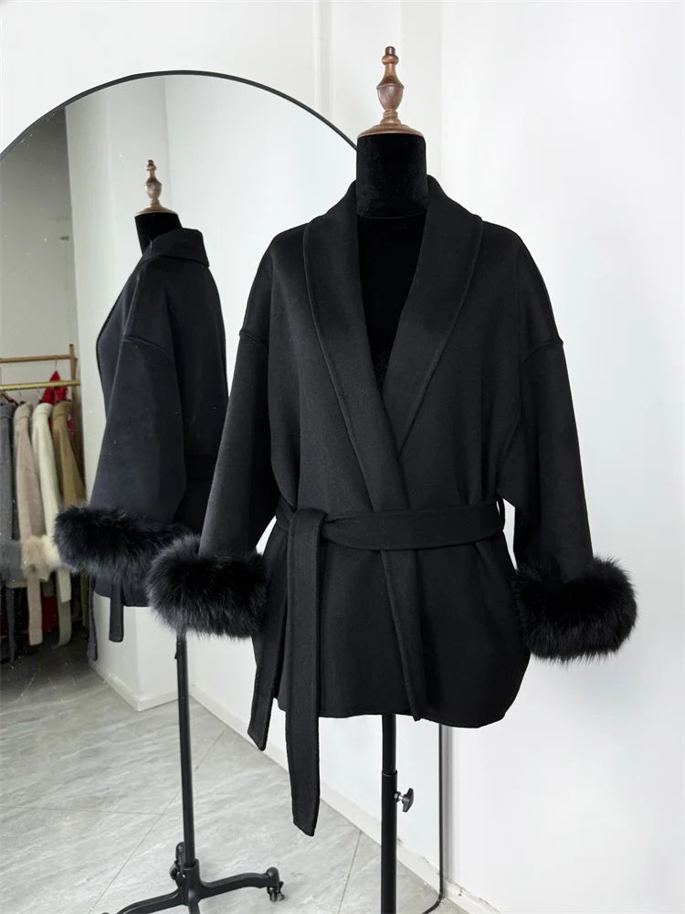 Fox Fur Wool Overcoat