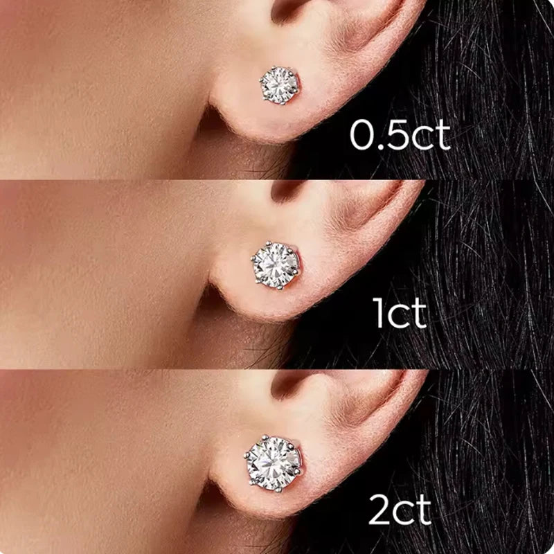Moissanite Stud Silver Earrings