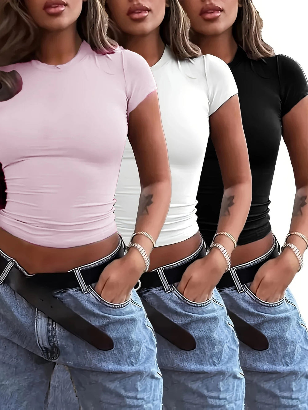 3pcs Women's Slim Fit T-Shirts