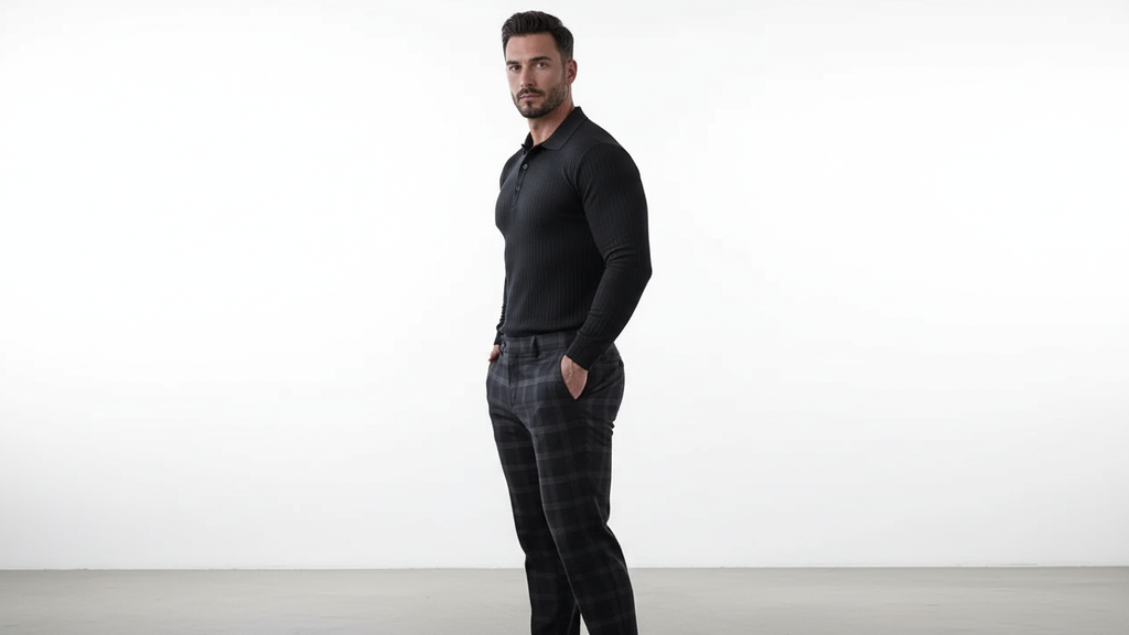 Knitted Long Sleeve Polo Shirt